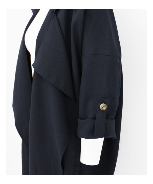 ANAP（アナップ）の「BIGカラーミディアム丈ルーズコート（ジャケット/アウター・レディース・ネイビー/ブラック/ベージュ・one size）」の8枚目の写真