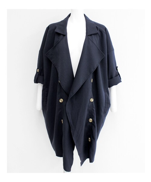ANAP（アナップ）の「BIGカラーミディアム丈ルーズコート（ジャケット/アウター・レディース・ネイビー/ブラック/ベージュ・one size）」の3枚目の写真