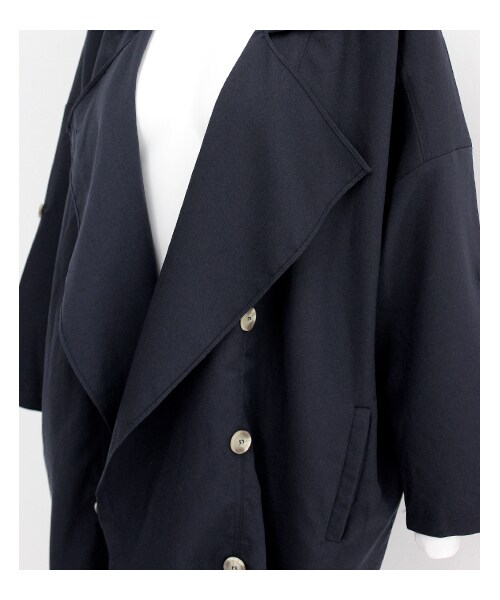 ANAP（アナップ）の「BIGカラーミディアム丈ルーズコート（ジャケット/アウター・レディース・ネイビー/ブラック/ベージュ・one size）」の9枚目の写真