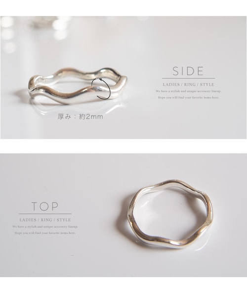Ops.（オプス）の「Silver925 Wave Ring LOROC -ロロック-（リング・レディース・シルバー/イエローゴールド・9号/11号/13号/15号）」の6枚目の写真