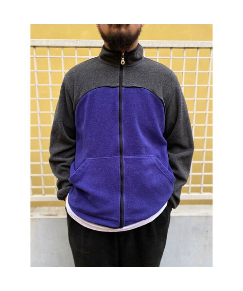 LANDS'END / Full Zip 2tone Fleece Jacket / Purple×Grey / Used