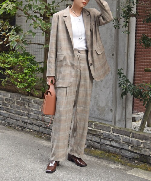 no brand（ノーブランド）の「アーバンチェックワイドPT（その他パンツ・レディース・その他）」の2枚目の写真