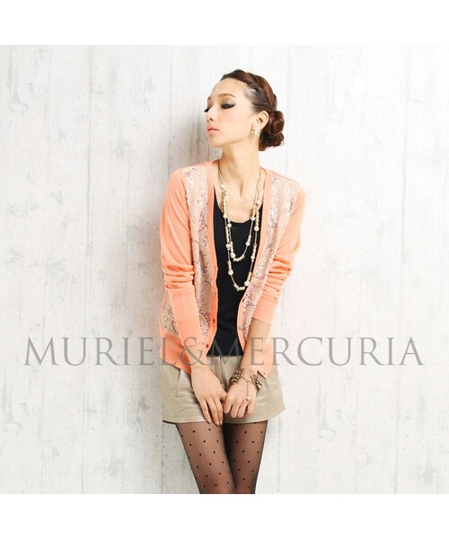 MURIEL&MERCURIA（マリエルアンドマキュリア）の「異素材切替カーディガン（カーディガン/ボレロ・レディース・IVORY/GRAY/PINK・38）」の3枚目の写真