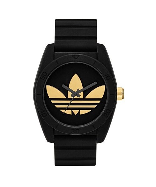 adidas(アディダス)の「adidas Originals 'Santiago' Polyurethane Strap Watch, 42mm(アナログ腕時計・Black/ Harlem Gold)」の1枚目の写真
