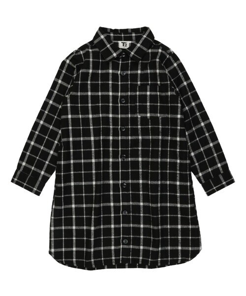 T>>2(ティーツー)の「長袖シャツワンピース(シャツワンピース・レディース・03.レッド/01.イエロー/02.グリーン/04.ブラック/05.グレー/06.ネイビー・100-150/Fサイズ(ママサイズ))」の2枚目の写真