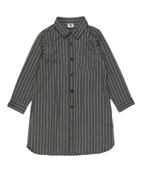 T>>2(ティーツー)の「長袖シャツワンピース(シャツワンピース・レディース・03.レッド/01.イエロー/02.グリーン/04.ブラック/05.グレー/06.ネイビー・100-150/Fサイズ(ママサイズ))」の3枚目の写真