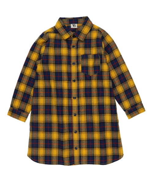 T>>2(ティーツー)の「長袖シャツワンピース(シャツワンピース・レディース・03.レッド/01.イエロー/02.グリーン/04.ブラック/05.グレー/06.ネイビー・100-150/Fサイズ(ママサイズ))」の6枚目の写真