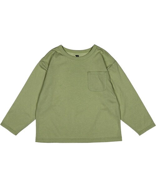 T>>2(ティーツー)の「無地長袖Tシャツ(Tシャツ/カットソー・レディース・01.ホワイト/02.ピンク/03.オレンジ/04.ミント/05.カーキ/06.ブラウン/07.スミクロ・80-150/M(ママサイズ)/L(パパサイズ))」の5枚目の写真