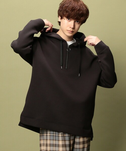 UNION STATION（ユニオンステーション）の「ポンチハーフジッププルオーバーパーカー（パーカー・メンズ・ブルー/ホワイト/ブラック/ベージュ・L/M）」の3枚目の写真