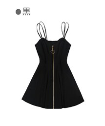 Bobon21 | 甘辛MIXフロントZIPジャンスカ-全２色-(ジャンパースカート)