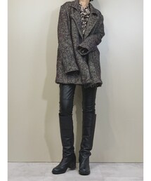 USED | cote herringbone mix color half coat-1444-10(ダウンジャケット/コート)