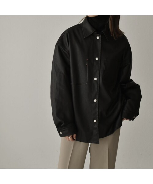 Lavish Gate（ラヴィッシュゲート）の「outer-02032　エコレザー　オーバーサイズジャケット　ブラック（その他アウター・レディース・その他）」の4枚目の写真