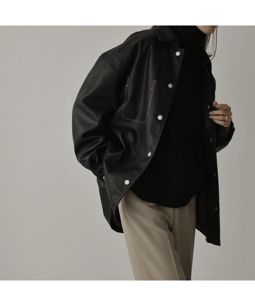 Lavish Gate（ラヴィッシュゲート）の「outer-02032　エコレザー　オーバーサイズジャケット　ブラック（その他アウター・レディース・その他）」の2枚目の写真