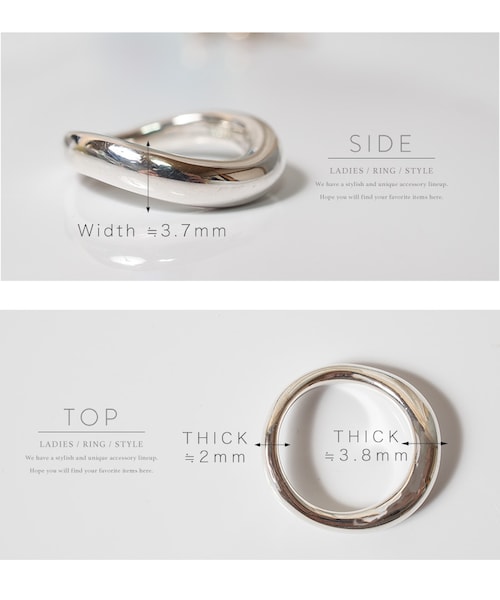 Ops.（オプス）の「Silver925 Hand Forged Wavy Ring ULUA -ウルア-（リング・レディース・シルバー/イエローゴールド・9号/11号/13号/15号）」の7枚目の写真