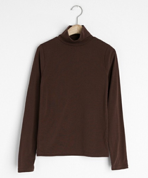 DHOLIC（ディーホリック）の「裏起毛ハイネックTシャツ（Tシャツ/カットソー・レディース・ホワイト/ブルー/ピンク/ブラウン/ブラック/ベージュ・FREE）」の3枚目の写真