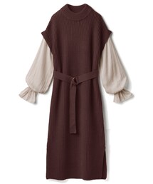 GRL | 袖ブラウスドッキングニットワンピース(ワンピース)