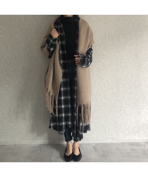 copine(コピン)の「カットオフデザイン!チェック柄ロングシャツワンピース(3color)【クリックポスト対象商品】(シャツ/ブラウス・レディース・その他)」の3枚目の写真