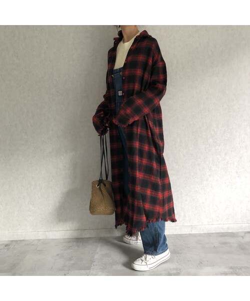 copine(コピン)の「カットオフデザイン!チェック柄ロングシャツワンピース(3color)【クリックポスト対象商品】(シャツ/ブラウス・レディース・その他)」の8枚目の写真