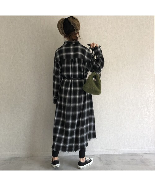 copine(コピン)の「カットオフデザイン!チェック柄ロングシャツワンピース(3color)【クリックポスト対象商品】(シャツ/ブラウス・レディース・その他)」の5枚目の写真