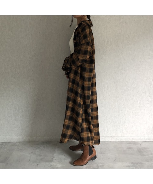 copine(コピン)の「カットオフデザイン!チェック柄ロングシャツワンピース(3color)【クリックポスト対象商品】(シャツ/ブラウス・レディース・その他)」の13枚目の写真