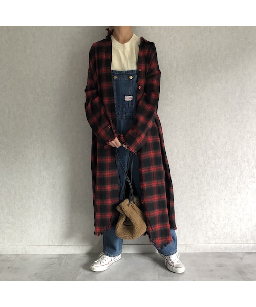 copine(コピン)の「カットオフデザイン!チェック柄ロングシャツワンピース(3color)【クリックポスト対象商品】(シャツ/ブラウス・レディース・その他)」の7枚目の写真