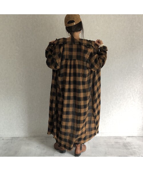 copine(コピン)の「カットオフデザイン!チェック柄ロングシャツワンピース(3color)【クリックポスト対象商品】(シャツ/ブラウス・レディース・その他)」の12枚目の写真
