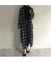 copine | カットオフデザイン！チェック柄ロングシャツワンピース(3color)【クリックポスト対象商品】(シャツ/ブラウス)