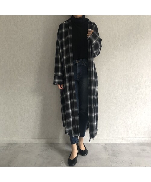 copine(コピン)の「カットオフデザイン!チェック柄ロングシャツワンピース(3color)【クリックポスト対象商品】(シャツ/ブラウス・レディース・その他)」の1枚目の写真