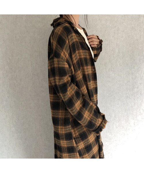 copine(コピン)の「カットオフデザイン!チェック柄ロングシャツワンピース(3color)【クリックポスト対象商品】(シャツ/ブラウス・レディース・その他)」の14枚目の写真