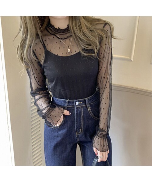 no brand（ノーブランド）の「Ladies*シースルートップス