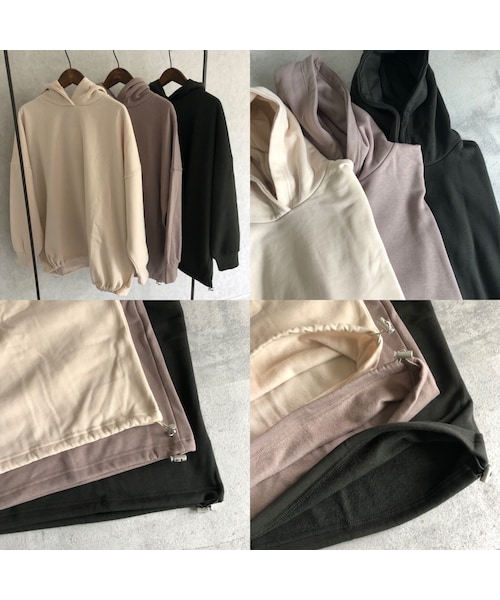 copine（コピン）の「再々入荷！長さ調節可能！裾絞りデザインオーバーサイズ裏起毛パーカー(3color)（パーカー・レディース・その他）」の15枚目の写真