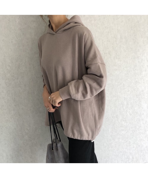 copine（コピン）の「再々入荷！長さ調節可能！裾絞りデザインオーバーサイズ裏起毛パーカー(3color)（パーカー・レディース・その他）」の9枚目の写真