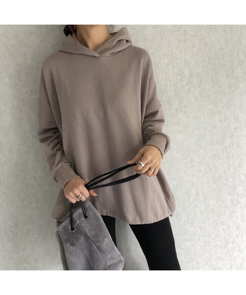 copine（コピン）の「再々入荷！長さ調節可能！裾絞りデザインオーバーサイズ裏起毛パーカー(3color)（パーカー・レディース・その他）」の8枚目の写真