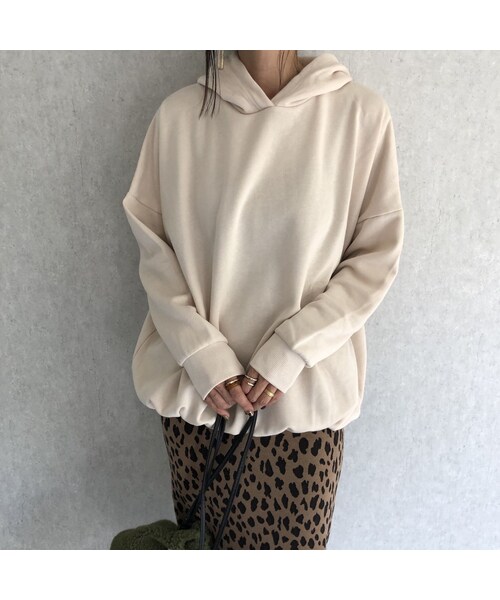 copine（コピン）の「再々入荷！長さ調節可能！裾絞りデザインオーバーサイズ裏起毛パーカー(3color)（パーカー・レディース・その他）」の6枚目の写真