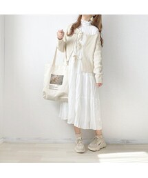 merrylatte | フリルネックロングワンピース(ワンピース)