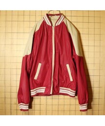 FLAG by ALEXIA STAM（フラッグバイアリシアスタン）の「70s 80s リバーシブル ジャケット ブルゾン スイングトップ メンズM レッド ベージュ 無地 ジャンパー 古着（ブルゾン・メンズ）」