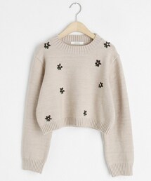 DHOLIC | 花柄刺繍クロップドニット(ニット/セーター)
