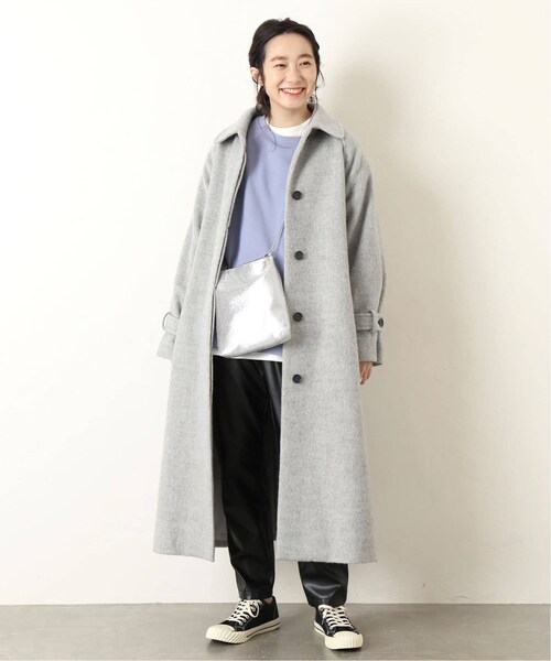 B.C STOCK（ベーセーストック）の「《予約》ウールブレンドステンカラーコート◆（ジャケット/アウター・グレーB/フリー/在庫あり）」の4枚目の写真