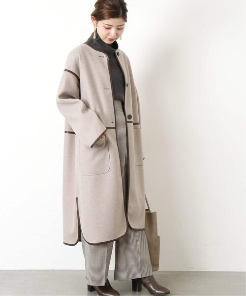 B.C STOCK（ベーセーストック）の「《追加予約》パイピングクルーネックコート◆（ジャケット/アウター・ベージュ/フリー/在庫あり）」の5枚目の写真