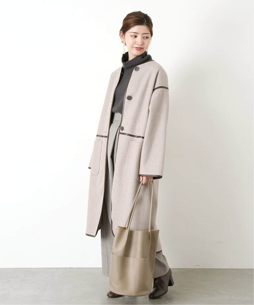 B.C STOCK（ベーセーストック）の「《追加予約》パイピングクルーネックコート◆（ジャケット/アウター・ベージュ/フリー/在庫あり）」の6枚目の写真