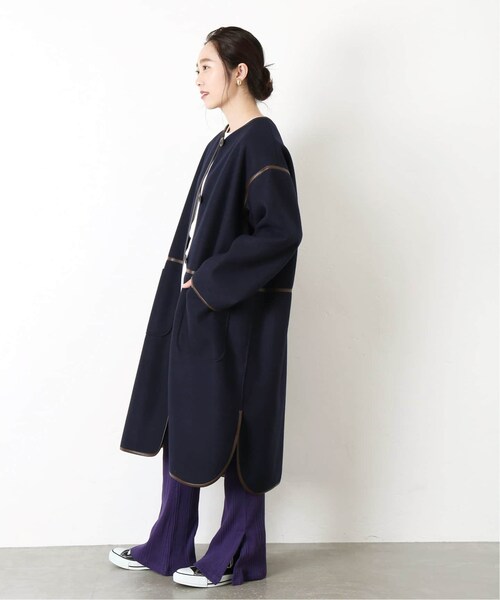 B.C STOCK（ベーセーストック）の「《追加予約》パイピングクルーネックコート◆（ジャケット/アウター・ベージュ/フリー/在庫あり）」の14枚目の写真