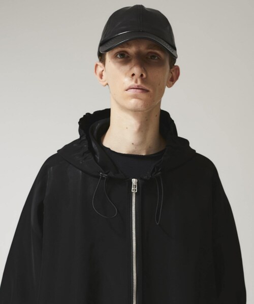 name. ジャケット 黒 Name.(ネーム)の「EX.SHINNY DRAWSTRING BOMBER JACKET
