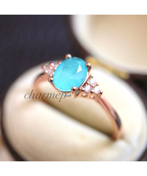 人工パライバトルマリン シルバー製リング ショップ US6号 ホワイト