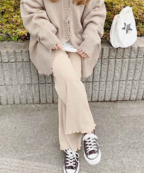 chocomee(チョコミー)の「リブパンツ(その他パンツ・レディース・ベージュ/ブラウン/ブラック・FREE)」の1枚目の写真