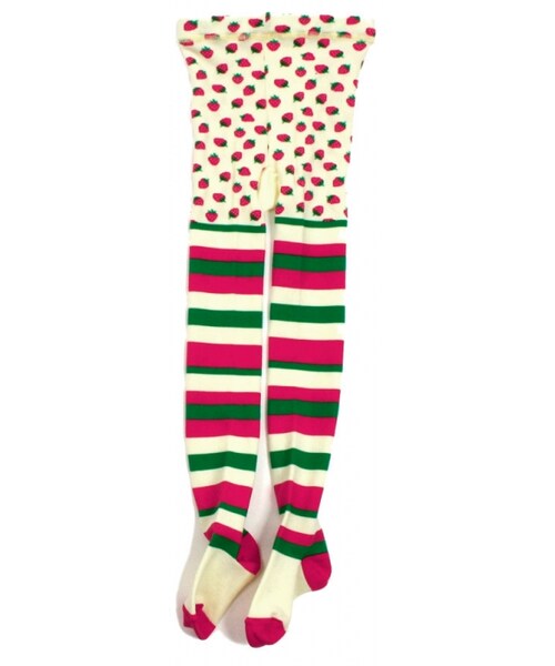 SUPER BOO HOMES（スーパー ブー オム）の「“フルーツ”タイツ（レッグウェア・キッズ・ブラウン/ナチュラル・XS(80~90cm)/S(100~110cm)/M(120~130cm)）」の1枚目の写真