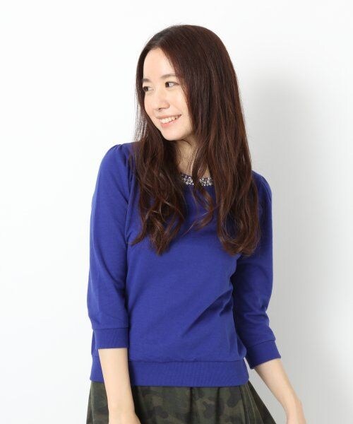 LOWRYS FARM（ローリーズファーム）の「コットンビジューパワショルロングスリーブ（トップス・レディース・オフ/ブラック/グレー/ブルー・Ｍ/Ｌ）」の4枚目の写真