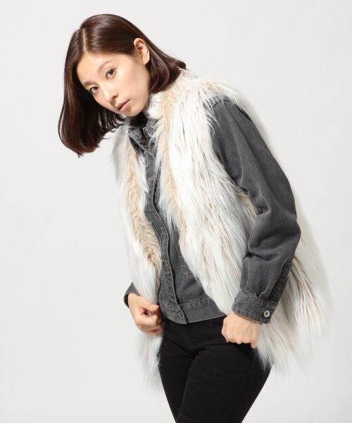 LEPSIM(レプシィム)の「フェイクファーベスト(トップス・レディース・ベージュ/サックス・FREE SIZE)」の1枚目の写真