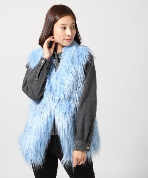 LEPSIM(レプシィム)の「フェイクファーベスト(トップス・レディース・ベージュ/サックス・FREE SIZE)」の2枚目の写真