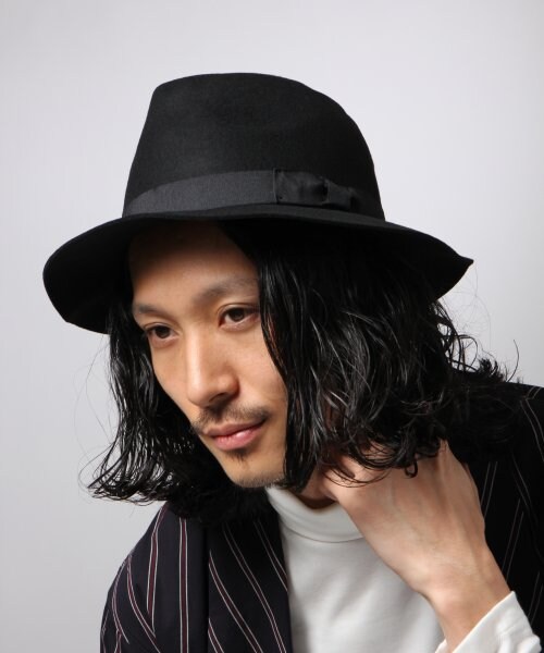 HARE(ハレ)の「ロングブリムHAT(アクセサリー・メンズ・ブラック/キャメル・ONE SIZE)」の1枚目の写真
