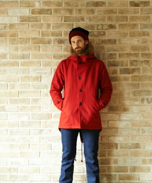 NOT RIGID（ノットリジット）の「NOT RIGID/ノットリジッド/MELTON DUFFLE MODS COAT（モッズコート・メンズ・ブルー/レッド・38/40/42）」の2枚目の写真